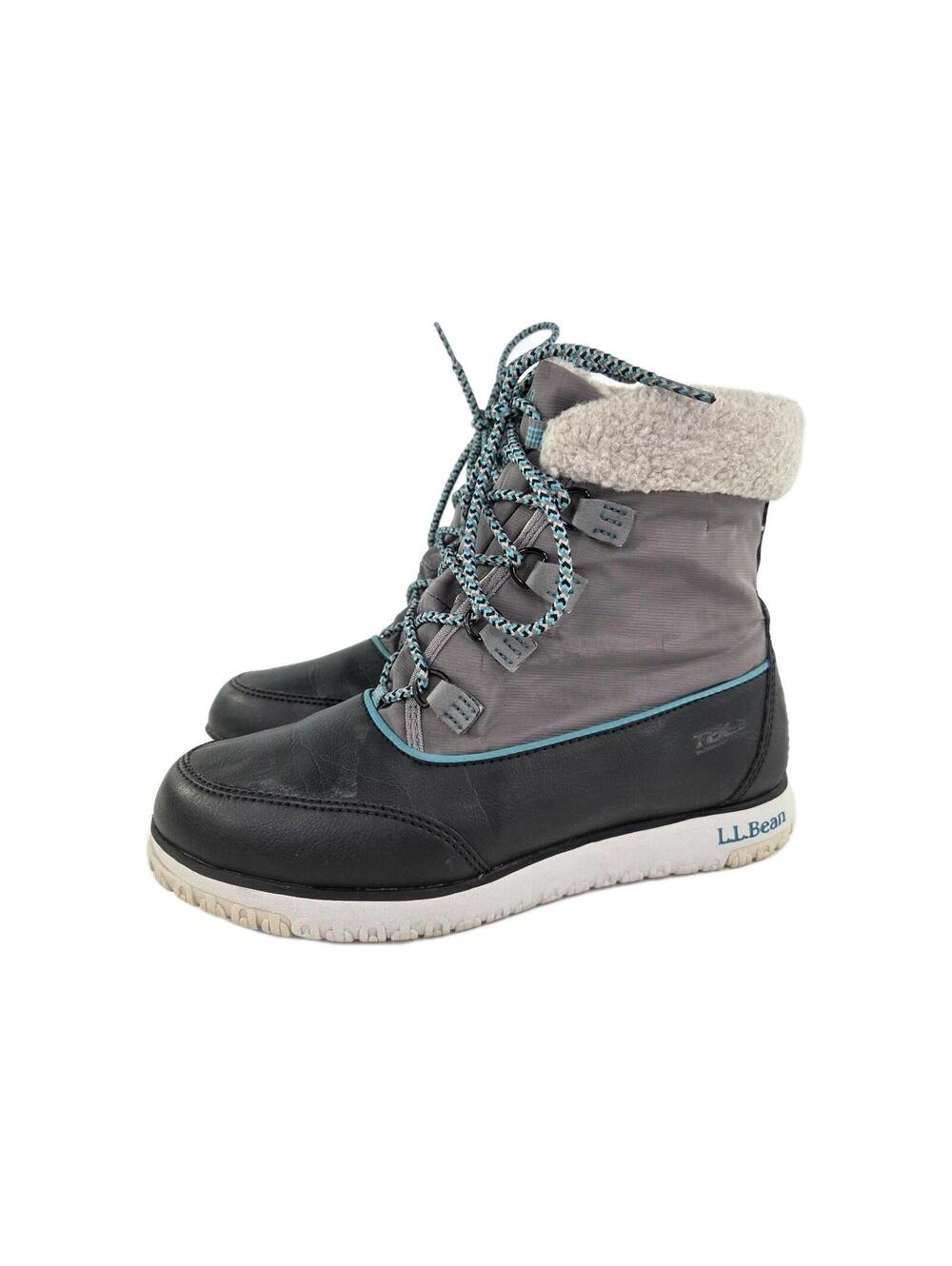 L.L.Bean Women's Ultralight Pac Boots US 7 Gray Fur Lined Lace-Up Boot